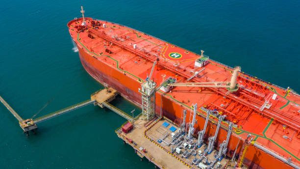 Oil and gas tanker at port terminal