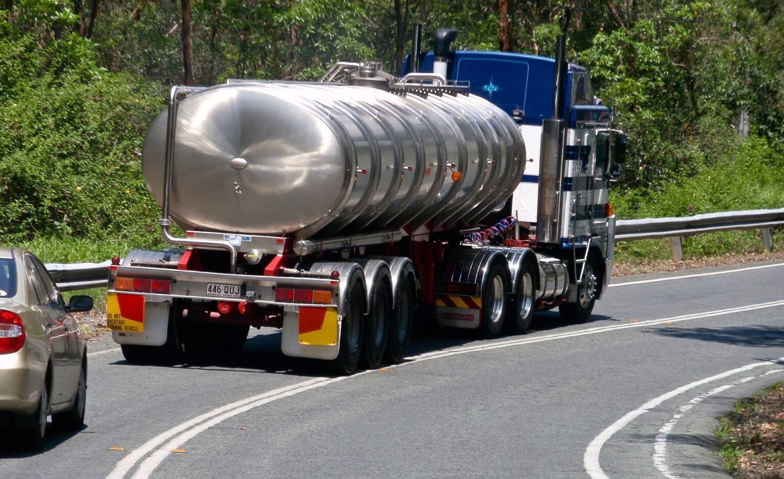 Tanker truck on haulage route