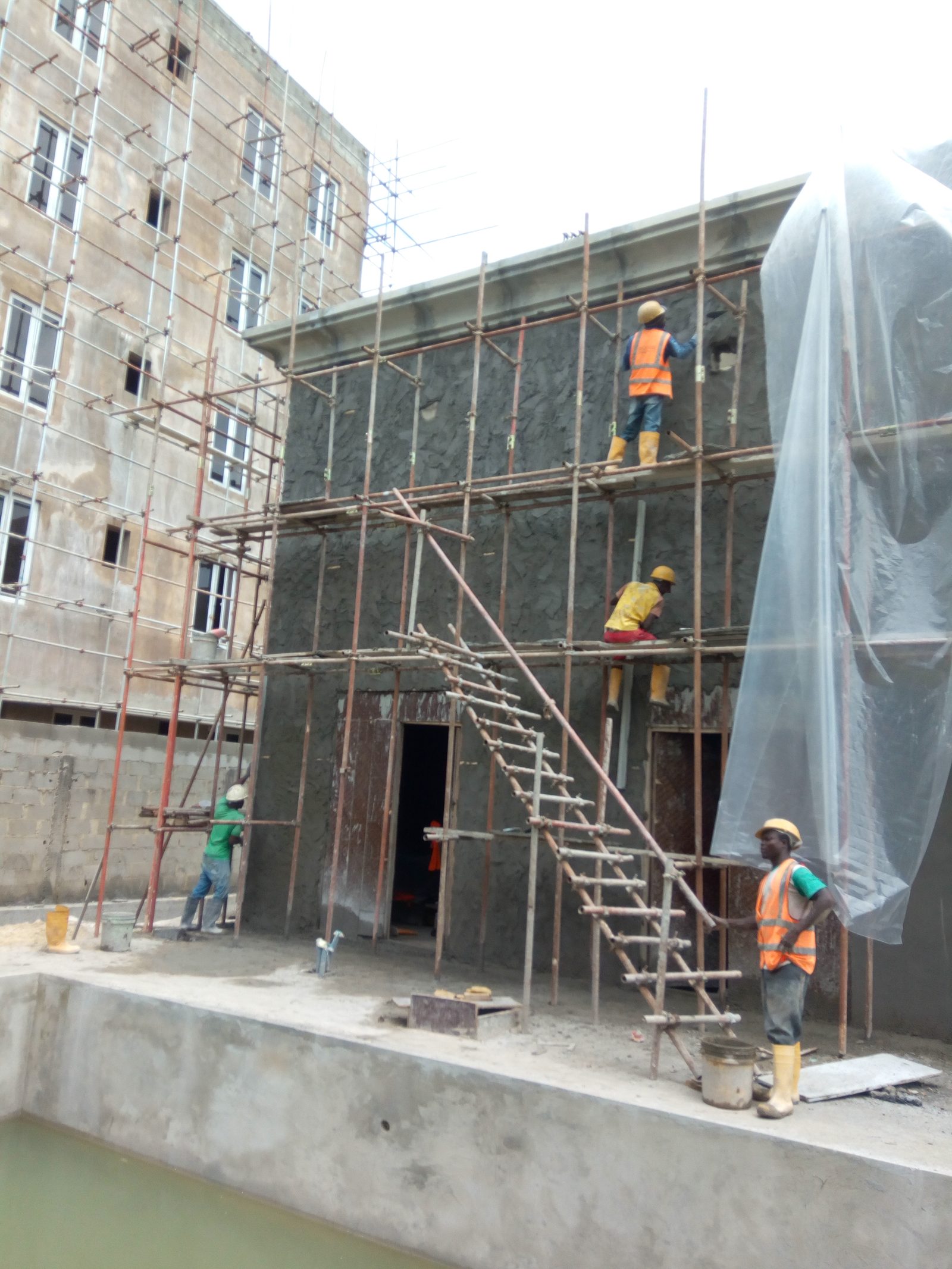 Construction workers on site in Nigeria